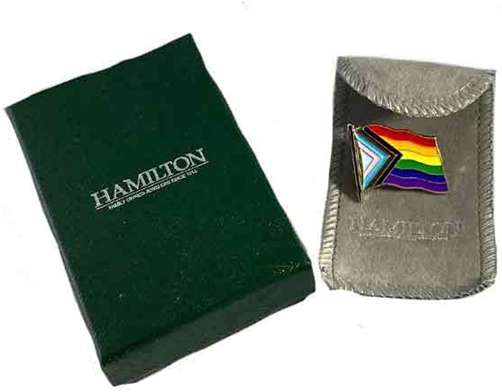 Patriotic Pins Progress Pride Flag Lapel Pin - Quantity Options | 1” X 1-½" | USA Made | LGBTQ+ All Inclusive Gay Wearables | Brass Gold Plated | Travel Pouch & Gift Box