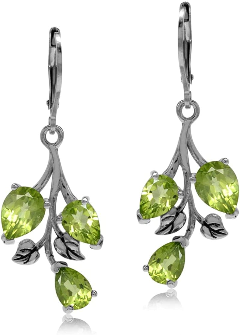 Pear Shape Gemstones 925 Sterling Silver Leaf Leverback Drop Dangle Earrings Jewelry for Women Anniversary Birthday Gift natural green peridot - leverback