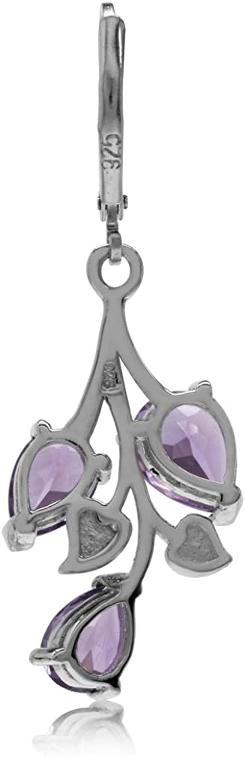 Pear Shape Gemstones 925 Sterling Silver Leaf Leverback Drop Dangle Earrings Jewelry for Women Anniversary Birthday Gift