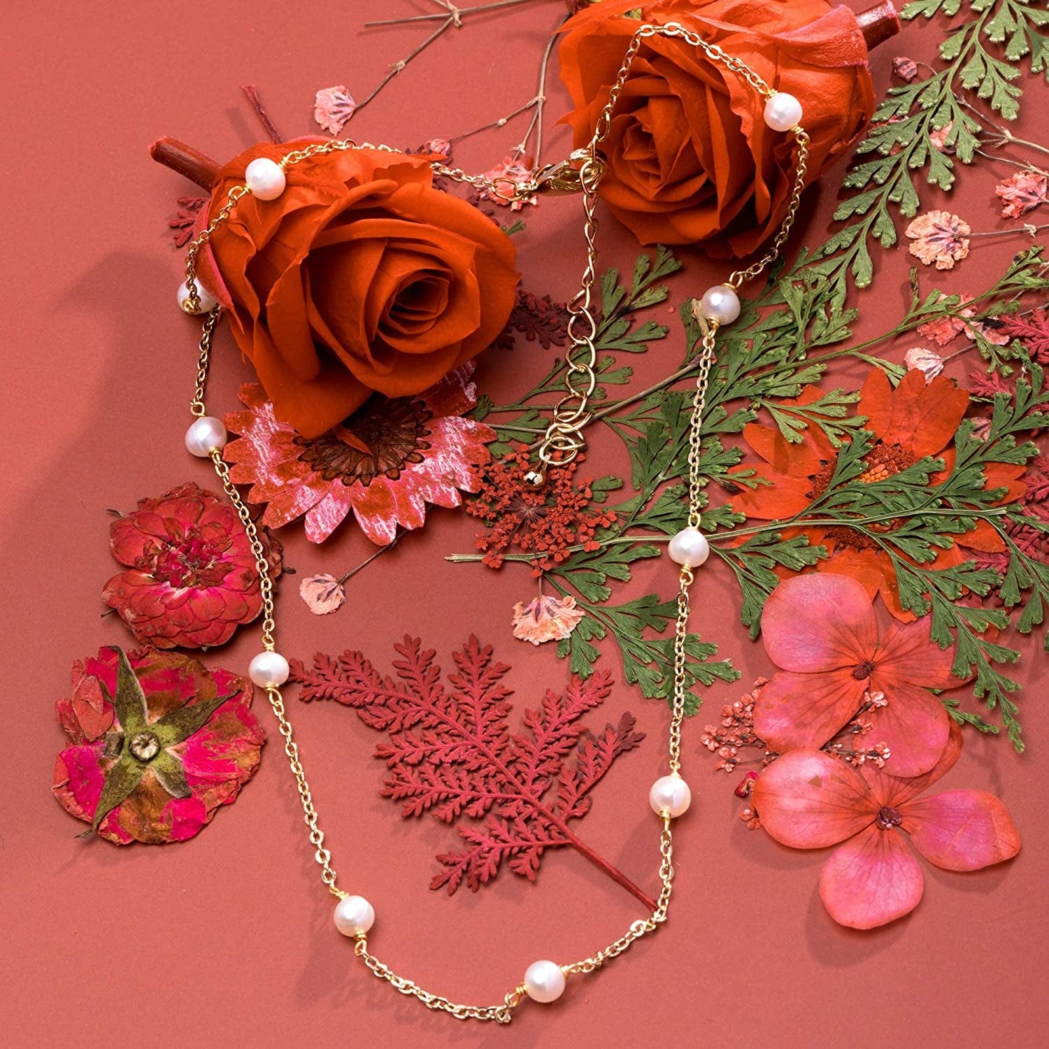 Pearl Choker Dainty Adjustable Necklace 18K Gold Plated Cultured Barque Pearl Tiny Chain Delicate Mother'S Valentine Jewelry for Women Girls