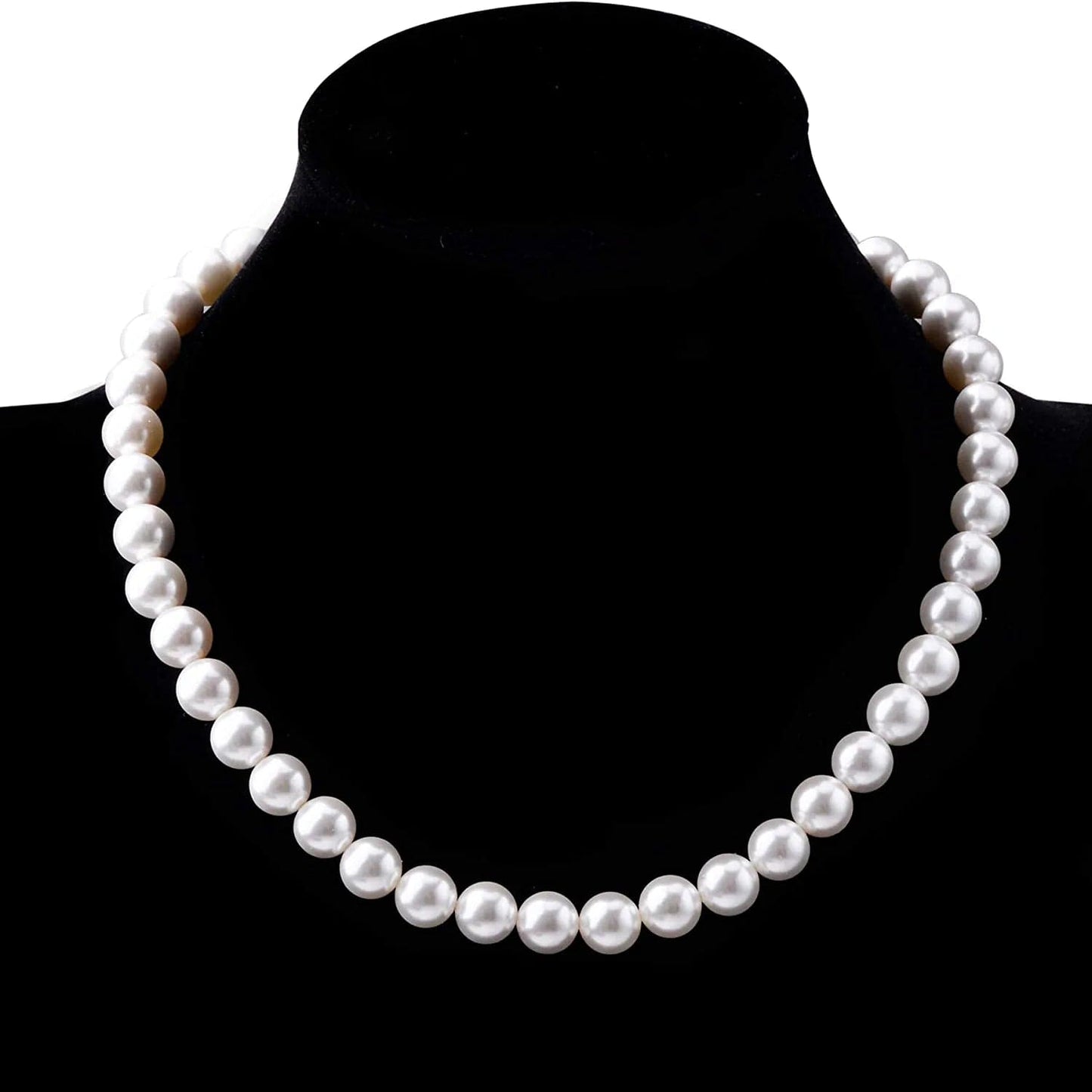 Pearl Necklace Set for Women Girls, 8Mm round Shell Pearl Includes Stunning Bracelet and Dangle Earrings 3 Piece Jewelry, Birthday Christmas Gift for Mom Wife Sister Best Friend, Gift Box