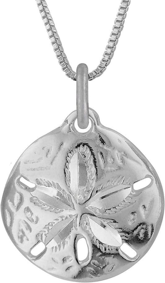 Pendant Necklace – 18 Inch Sand Dollars Pendant Charm – Premium Sterling Silver Craftsmanship – Modern and Elegant – Comfortable Women Jewelry Necklace