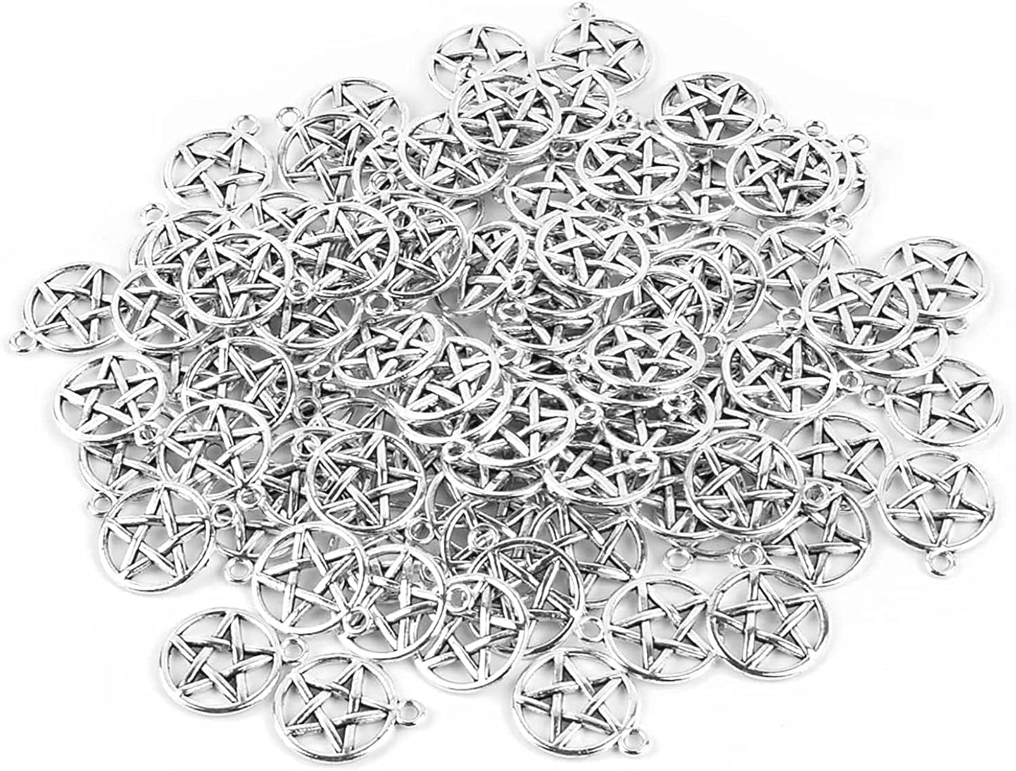 , Pentacle Star Charms Protection Pendant Lucky Pentagram Charm for DIY Craft Bracelets Necklaces Earrings Keychain Jewelry Making Antique