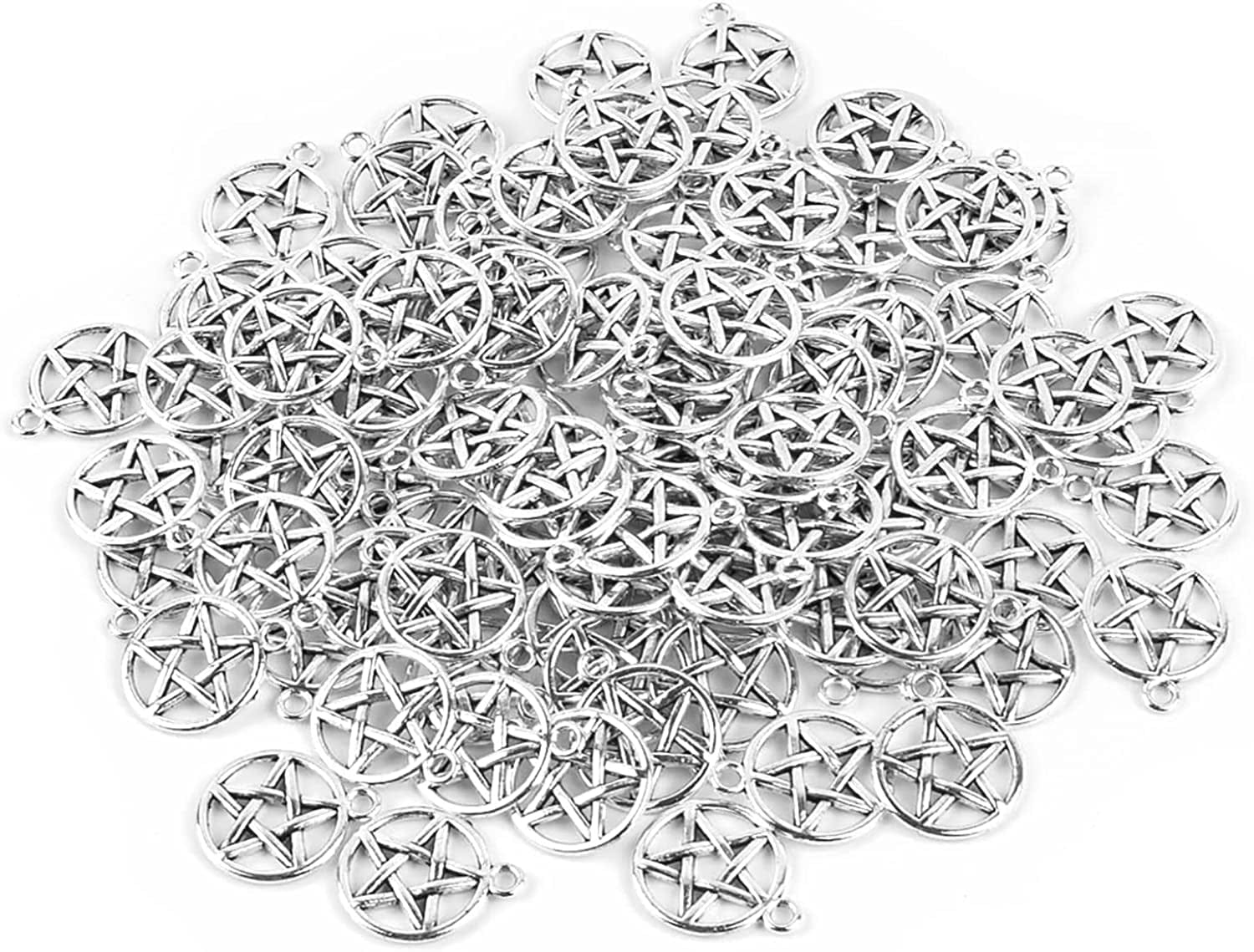 , Pentacle Star Charms Protection Pendant Lucky Pentagram Charm for DIY Craft Bracelets Necklaces Earrings Keychain Jewelry Making Antique