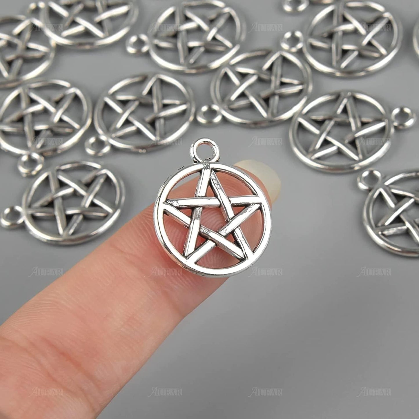 , Pentacle Star Charms Protection Pendant Lucky Pentagram Charm for DIY Craft Bracelets Necklaces Earrings Keychain Jewelry Making Antique