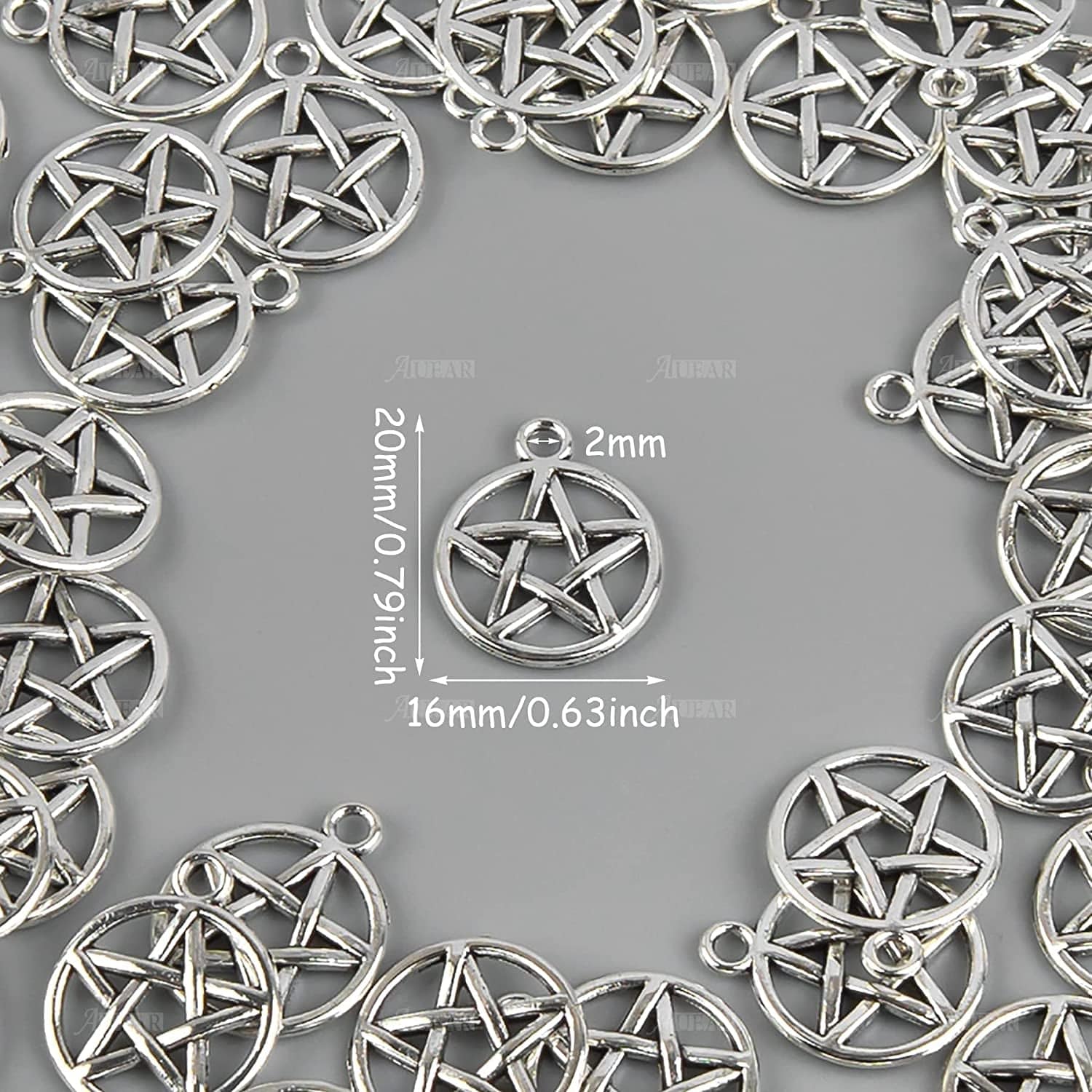 , Pentacle Star Charms Protection Pendant Lucky Pentagram Charm for DIY Craft Bracelets Necklaces Earrings Keychain Jewelry Making Antique