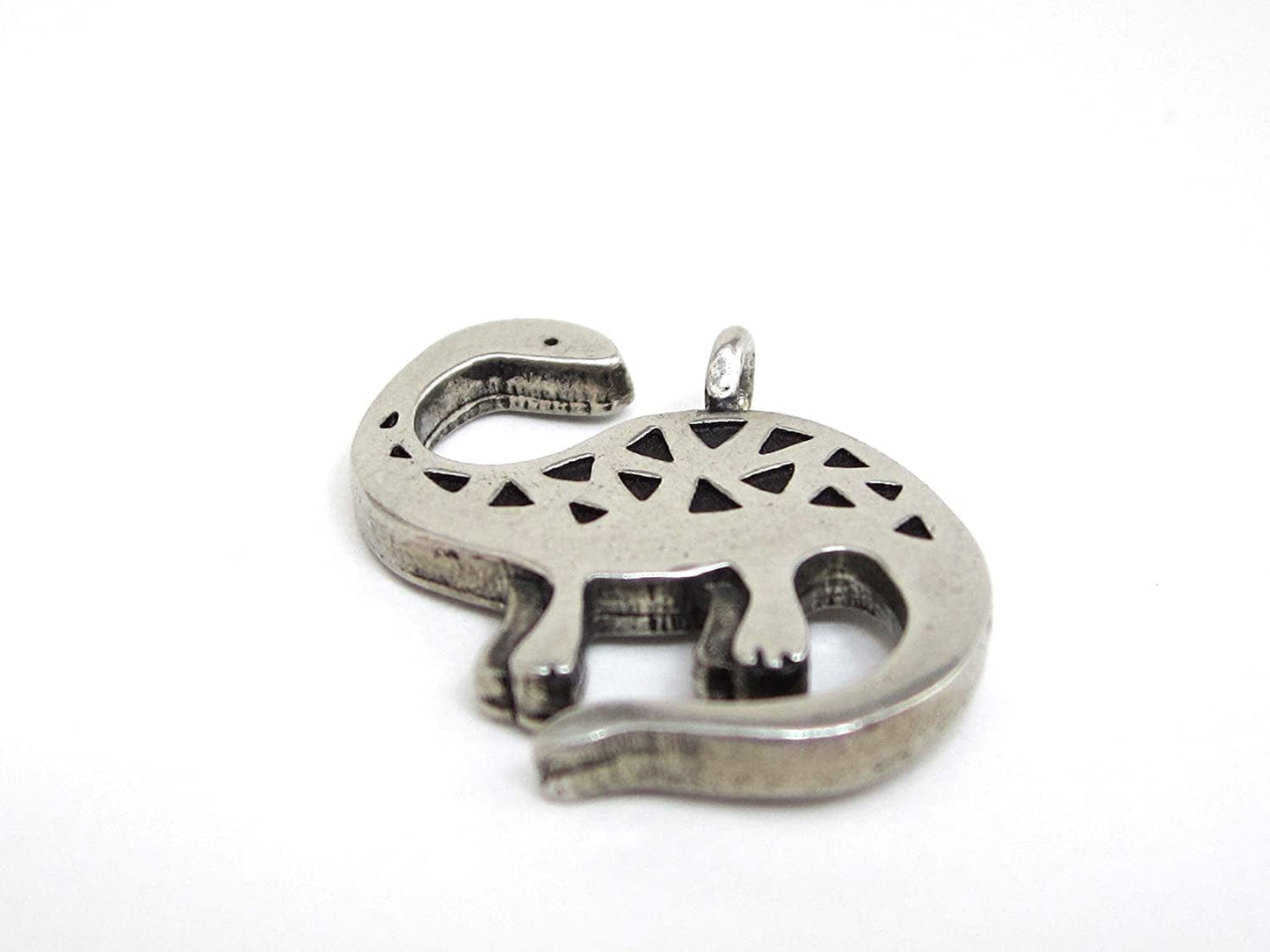 Pewter Charm Necklace Brontosaurus Dinosaur on 18" Chain