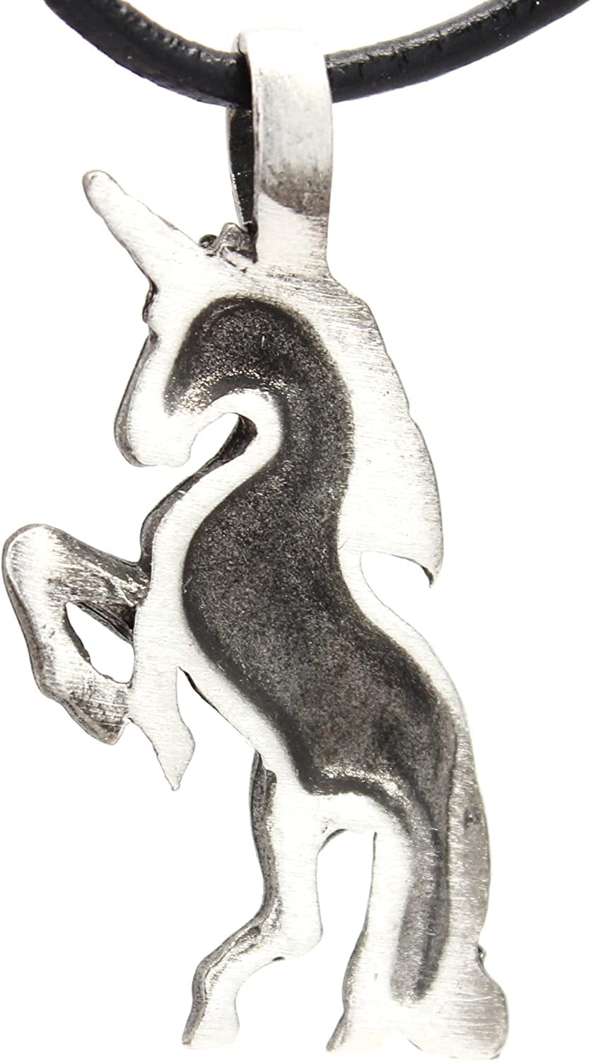 Pewter Mystical Unicorn Pendant on Leather Necklace