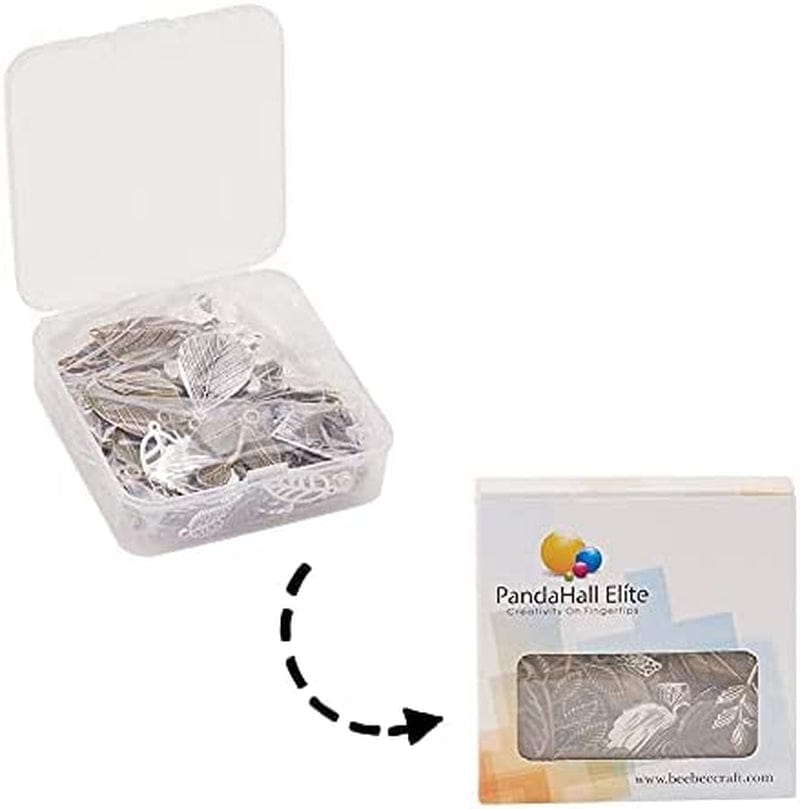 PH Pandahall 14 Styles Tree Leaf Charms, 96Pcs Tibetan Alloy Leaves Branch Beads Charms Metal Pendant Supplies Findings for Spring Fall Thanksgiving Bracelet Necklace Jewelry Making,
