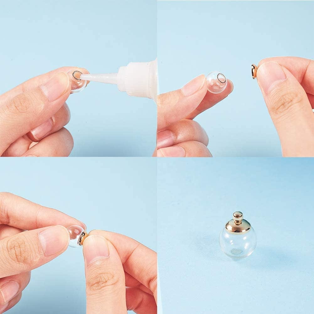 PH Pandahall 50 Pcs 12Mm Mini Empty Clear Glass Globe Bottles with Platinum & Golden Brass Bails Cap for Earring Pendant DIY Jewelry Making