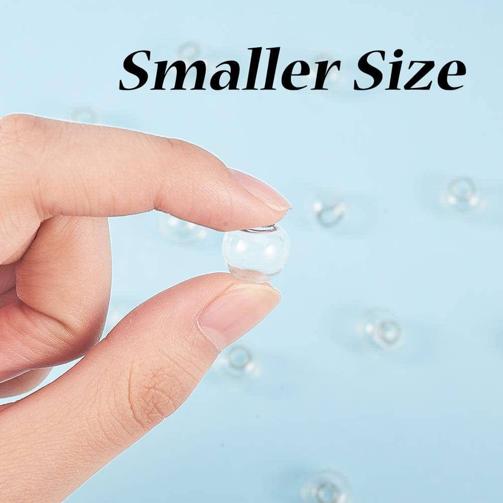 PH Pandahall 50 Pcs 12Mm Mini Empty Clear Glass Globe Bottles with Platinum & Golden Brass Bails Cap for Earring Pendant DIY Jewelry Making