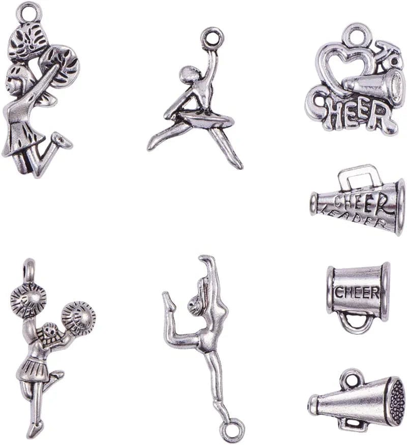 PH Pandahall 90 Pcs 6 Styles Tibetan Style Sea Turtle Shape Alloy Pendants Charm Spacer Beads for Bracelet Necklace Jewelry DIY Craft Making, Antique Silver Antique Silver-80 Pcs / Cheerleading