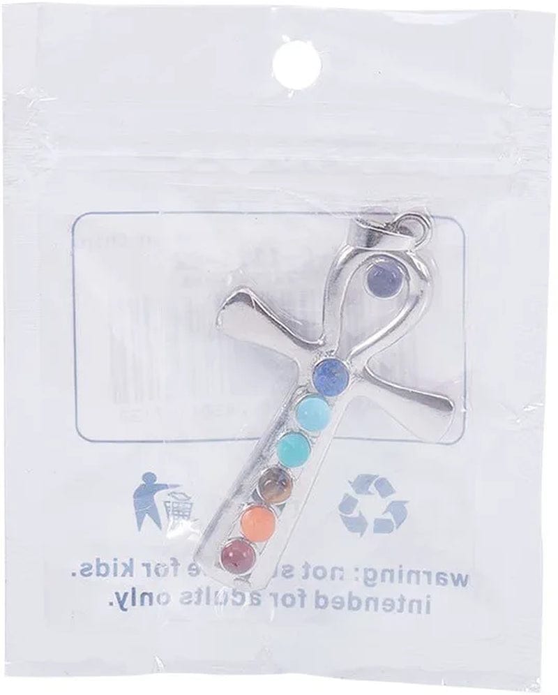 PH Pandahall Cross Charms 7 Chakras Natural Quartz Gemstones Beads Pendant Charms Point Chakra Reiki - Ankh Cross Style for Easter Eid Mubarak Ramadan Decor Necklace Earring Bracelet Jewelry Making