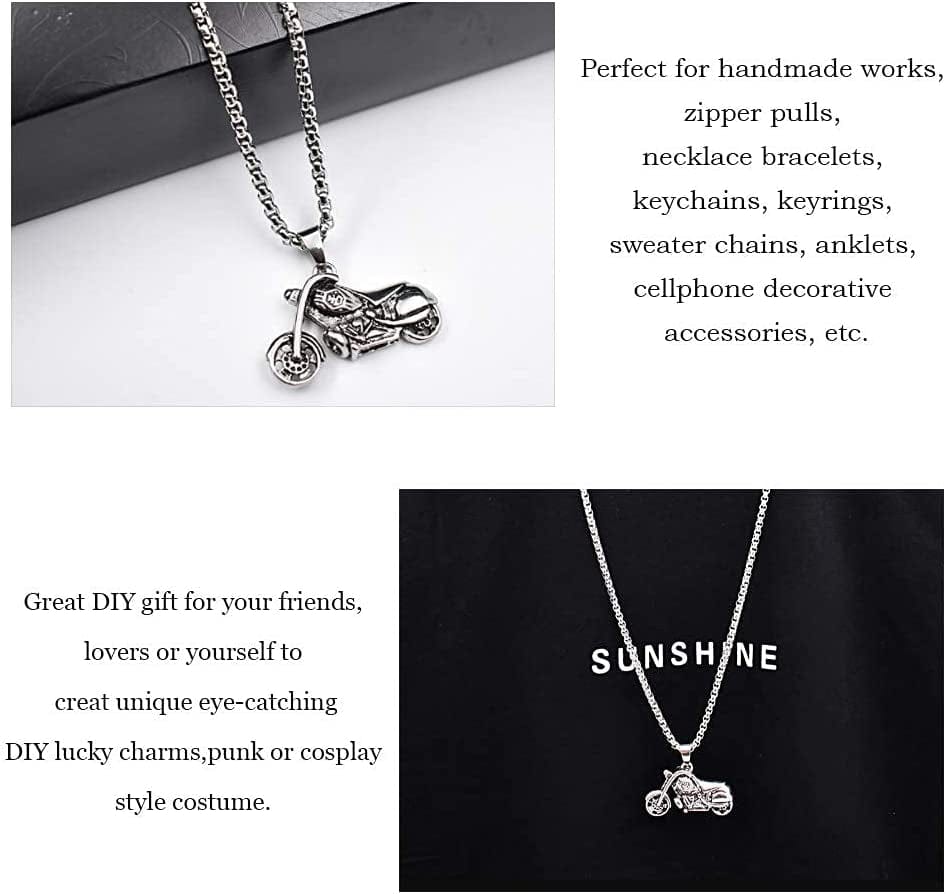 PH Pandahall Motorbike Charms, Motorcycle Beads Tibetan Alloy Charms Punk Style Pendants for Valentines Day Thanksgiving Day Father’S Day DIY Necklace Bracelet Making, 50Pcs Antique Silver Motorbike - 50pcs