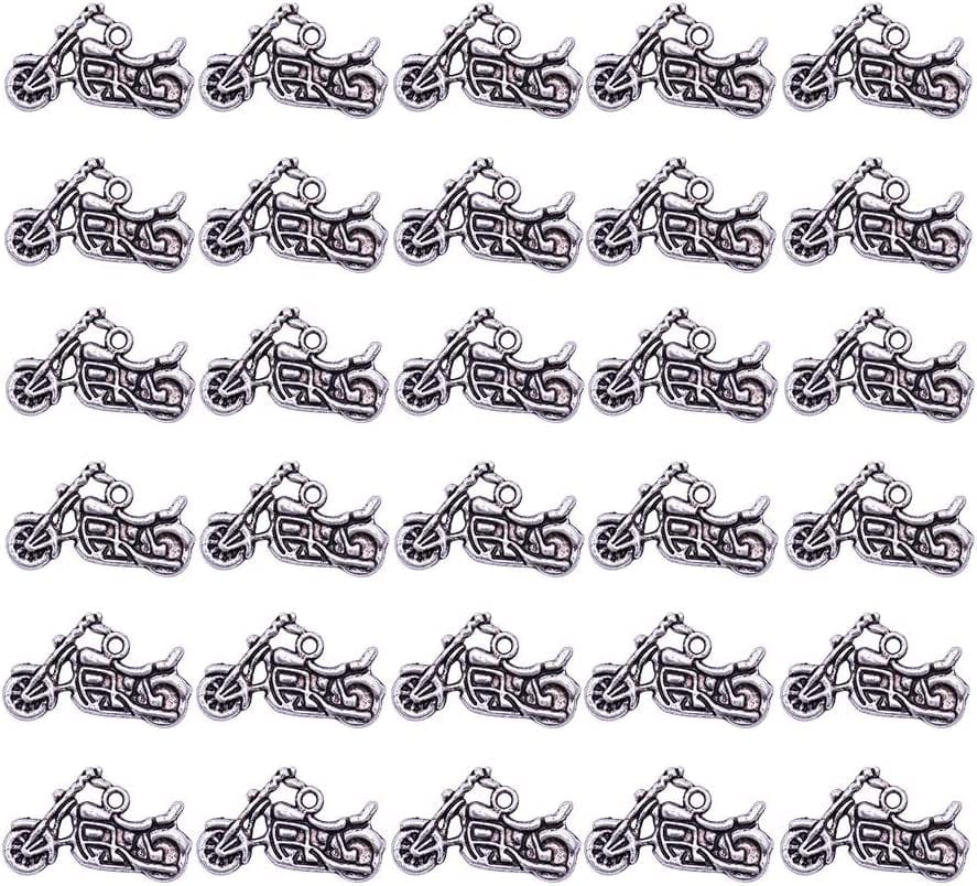 PH Pandahall Motorbike Charms, Motorcycle Beads Tibetan Alloy Charms Punk Style Pendants for Valentines Day Thanksgiving Day Father’S Day DIY Necklace Bracelet Making, 50Pcs Antique Silver Motorbike - 50pcs