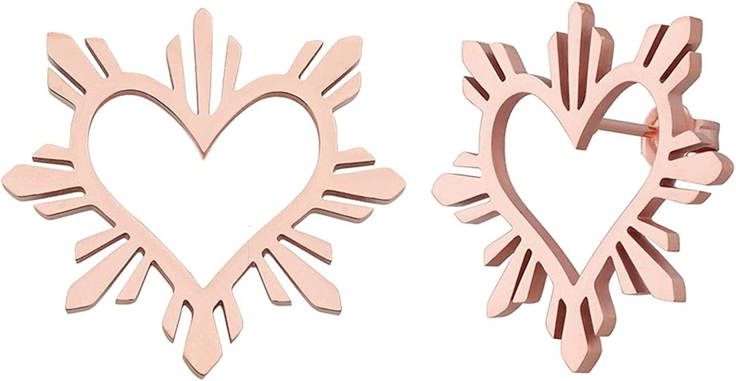 Philippine Heart Sun Earrings Filipino Pride Jewelry Filipina Heritage Flag Rose Large