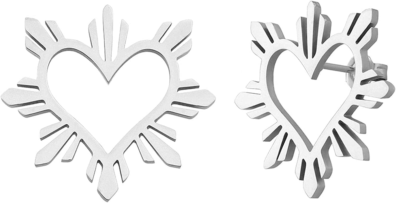 Philippine Heart Sun Earrings Filipino Pride Jewelry Filipina Heritage Flag Steel Large