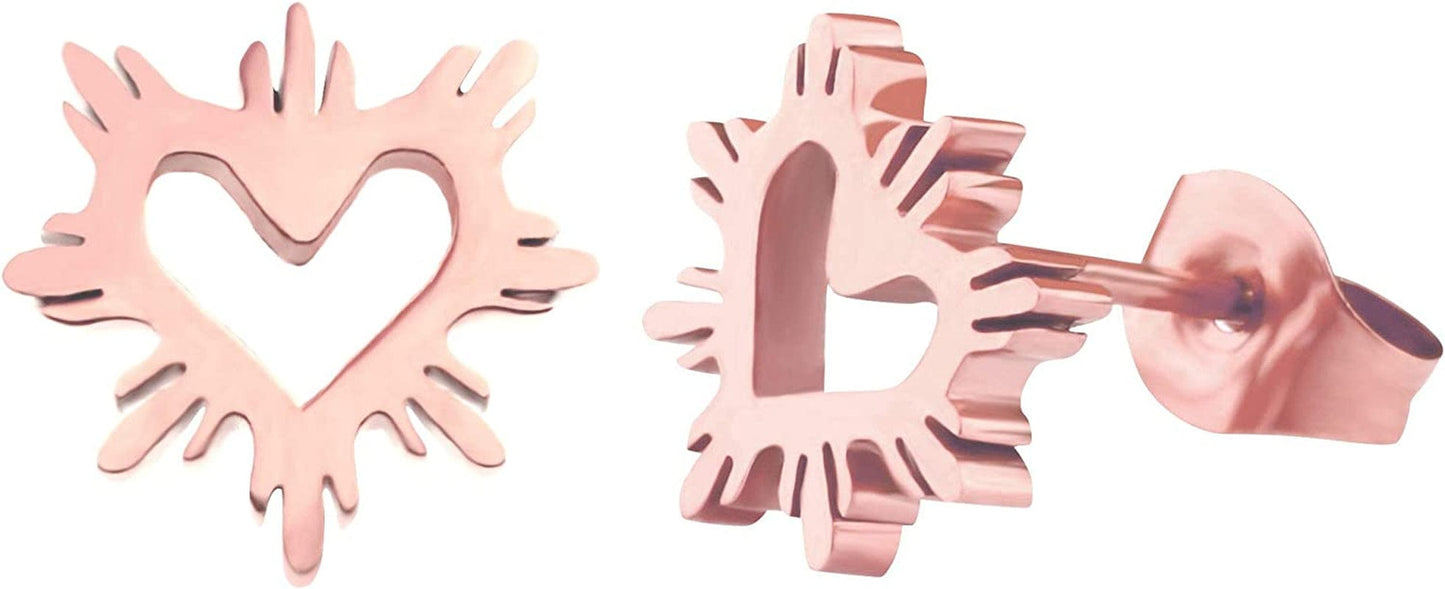 Philippine Heart Sun Earrings Filipino Pride Jewelry Filipina Heritage Flag Rose Gold