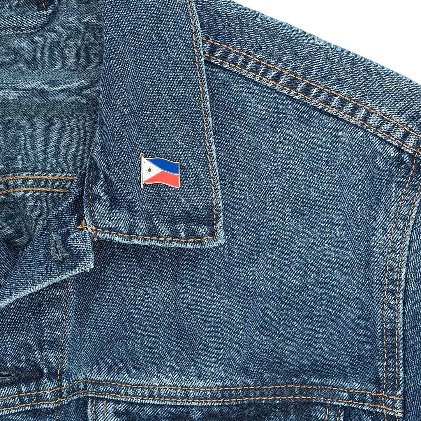 Philippines Lapel Pin Country Enamel Made of Metal Souvenir Hat Men Women Patriotic (Waving Flag Lapel Pin)