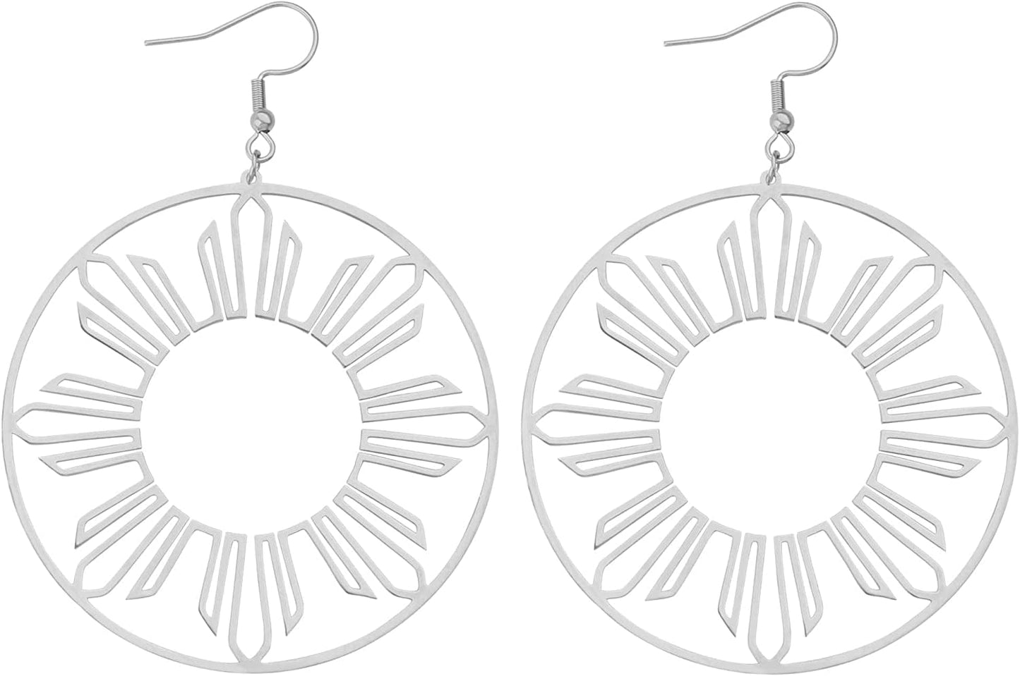Philippines Sun Hoop Earrings, Pinoy Pride Jewelry, Steel