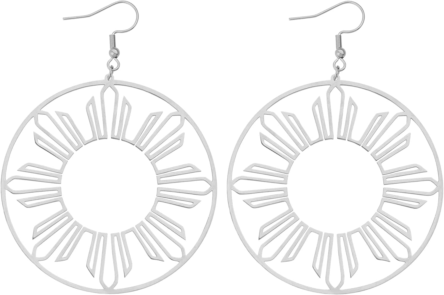 Philippines Sun Hoop Earrings, Pinoy Pride Jewelry, Steel