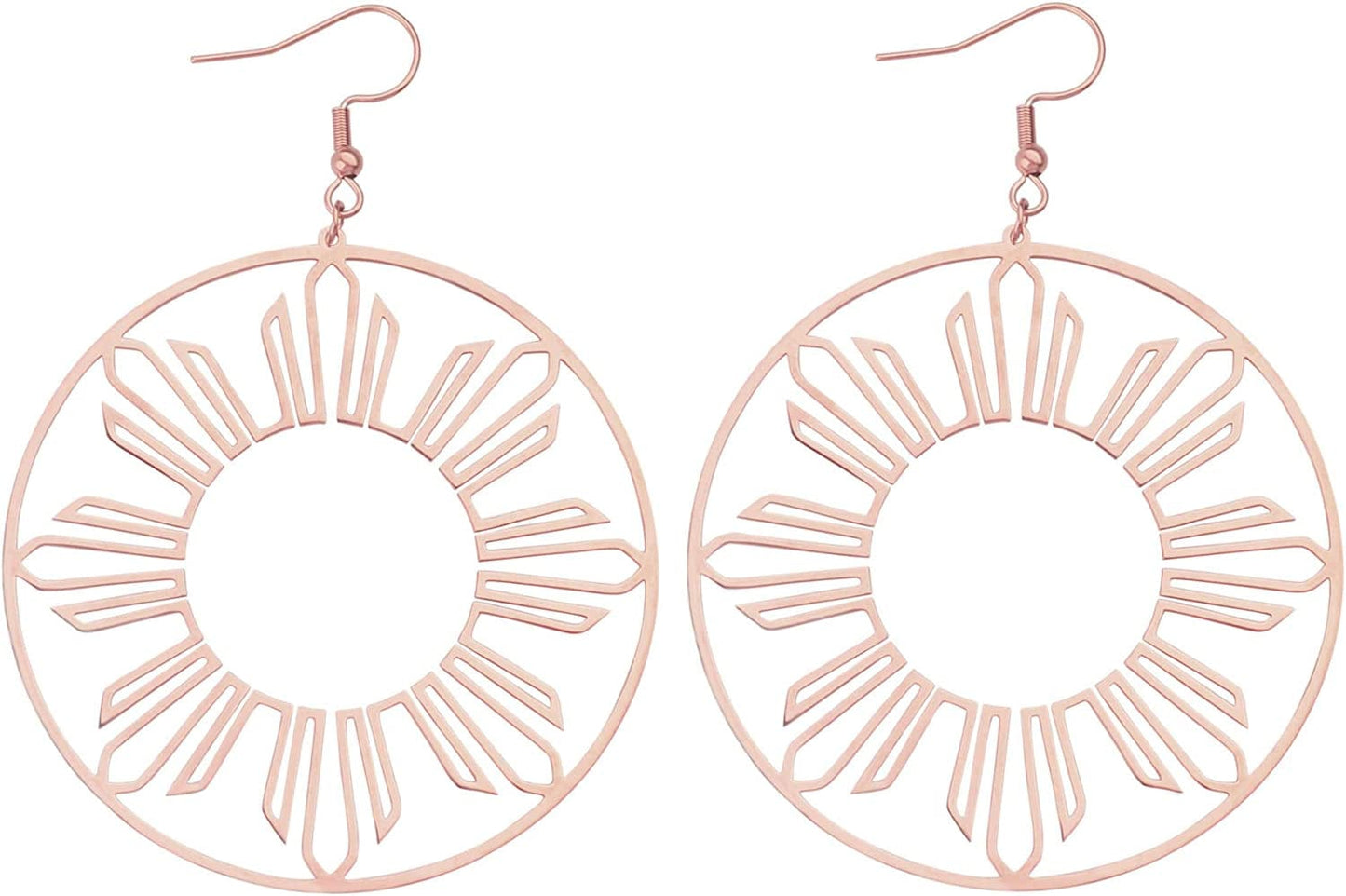 Philippines Sun Hoop Earrings, Pinoy Pride Jewelry, Rose Gold