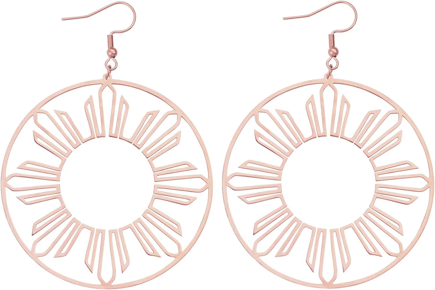 Philippines Sun Hoop Earrings, Pinoy Pride Jewelry, Rose Gold