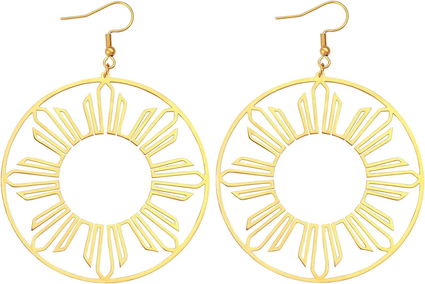 Philippines Sun Hoop Earrings, Pinoy Pride Jewelry, Gold