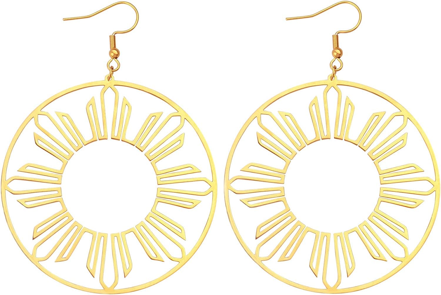 Philippines Sun Hoop Earrings, Pinoy Pride Jewelry, Gold