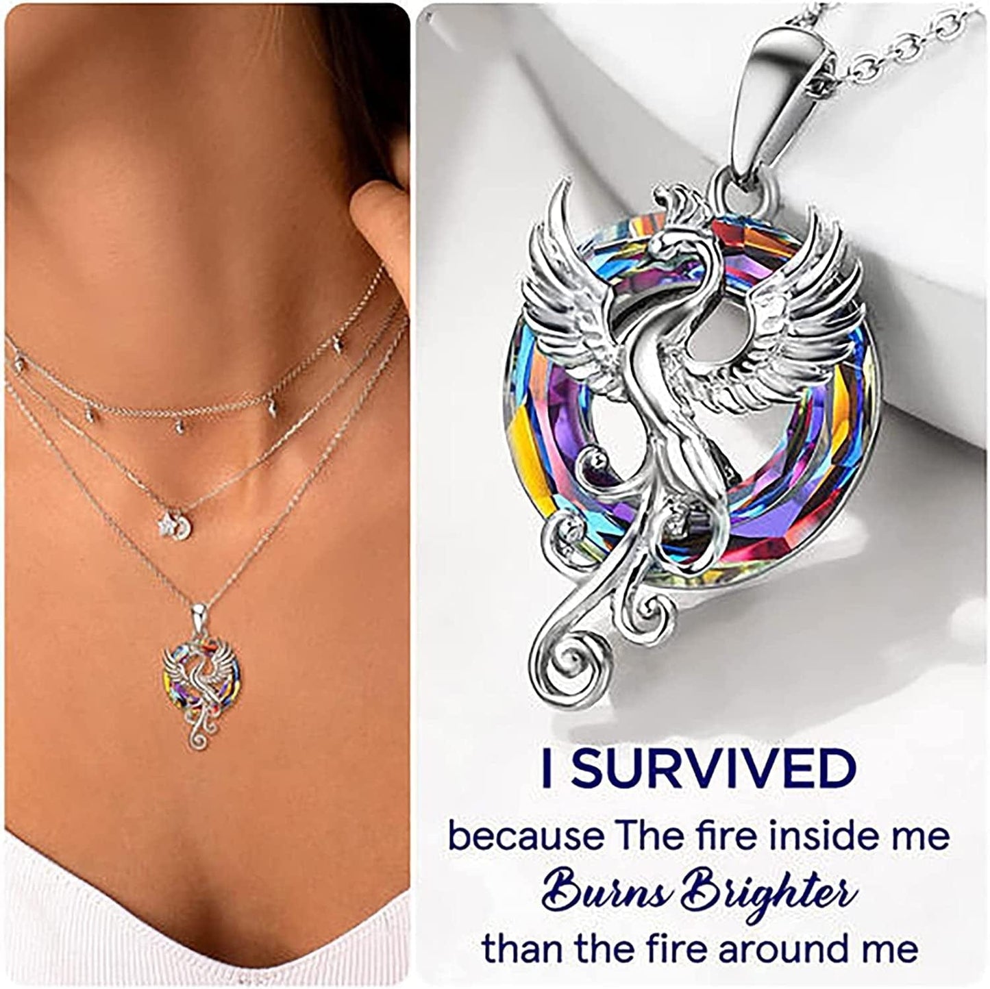 Phoenix Necklace Gifts for Women 925 Sterling Silver Nirvana of Phoenix Firebird Pendant Pendant Jewelry for Girls Mom Daughter