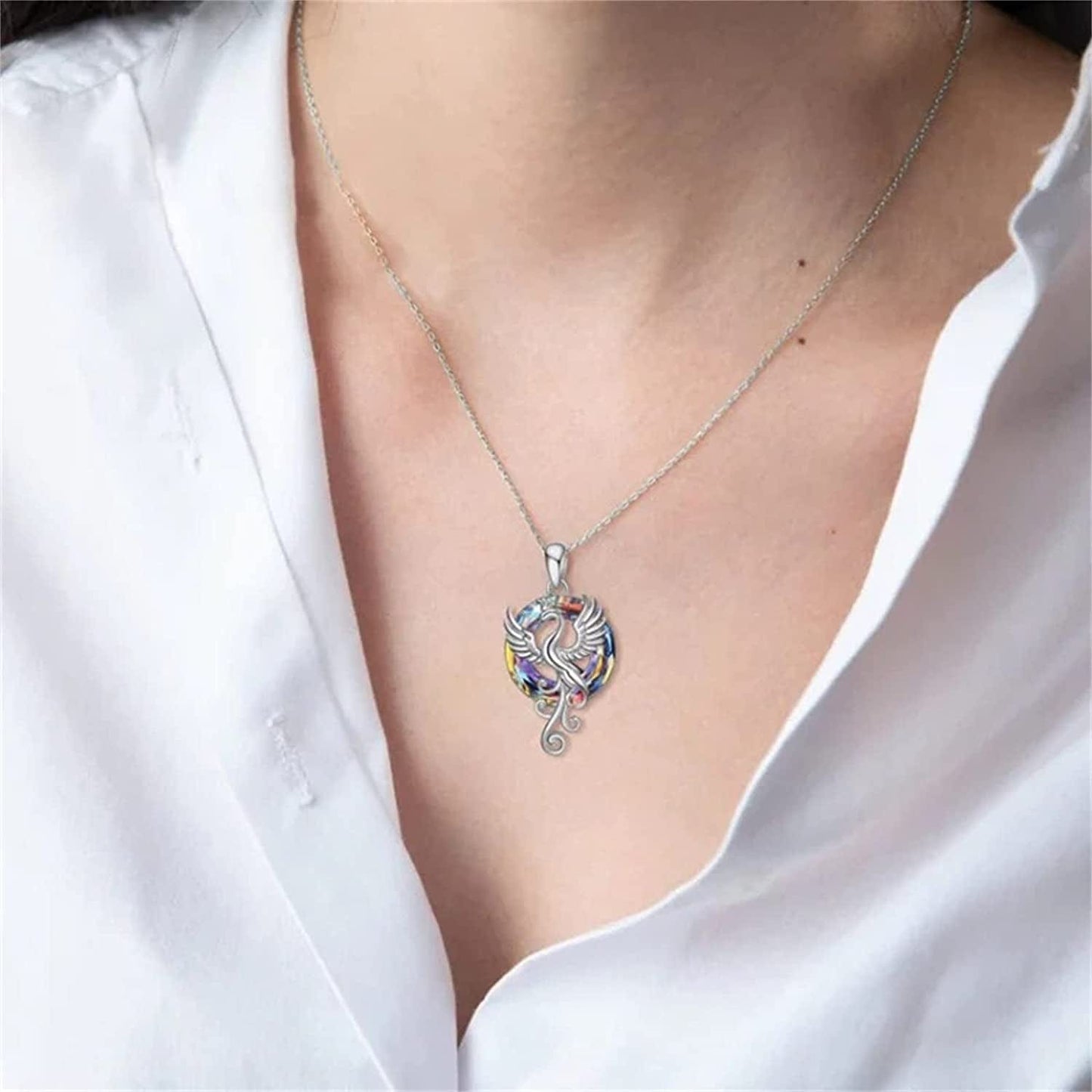 Phoenix Necklace Gifts for Women 925 Sterling Silver Nirvana of Phoenix Firebird Pendant Pendant Jewelry for Girls Mom Daughter