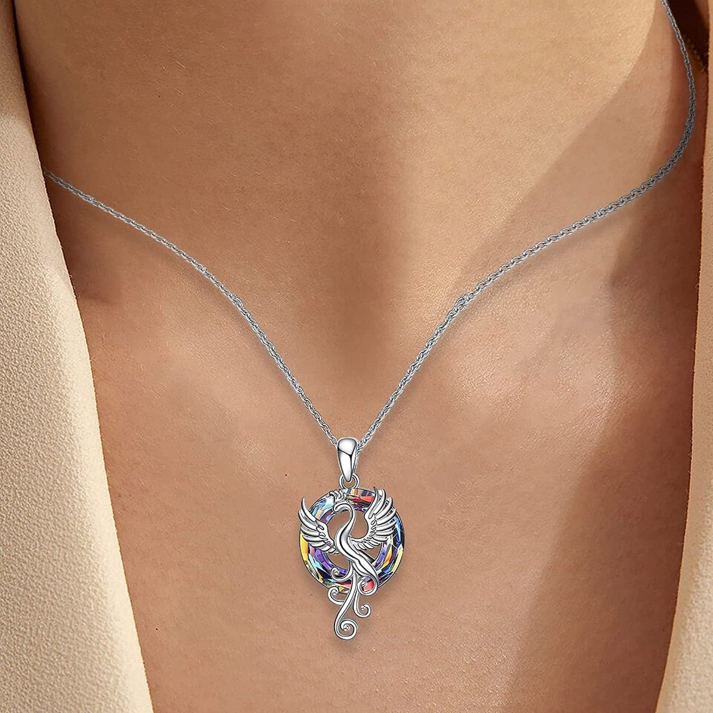 Phoenix Necklace Gifts for Women 925 Sterling Silver Nirvana of Phoenix Firebird Pendant Pendant Jewelry for Girls Mom Daughter