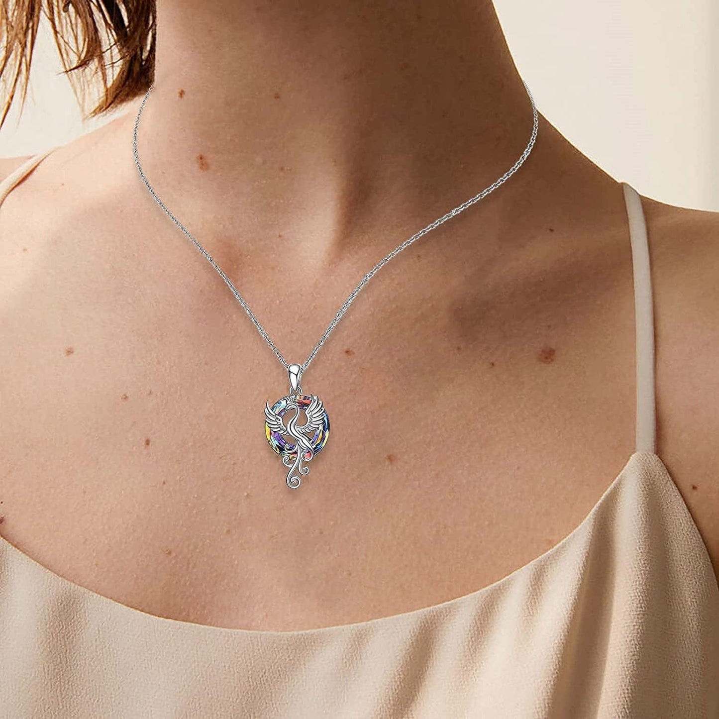 Phoenix Necklace Gifts for Women 925 Sterling Silver Nirvana of Phoenix Firebird Pendant Pendant Jewelry for Girls Mom Daughter