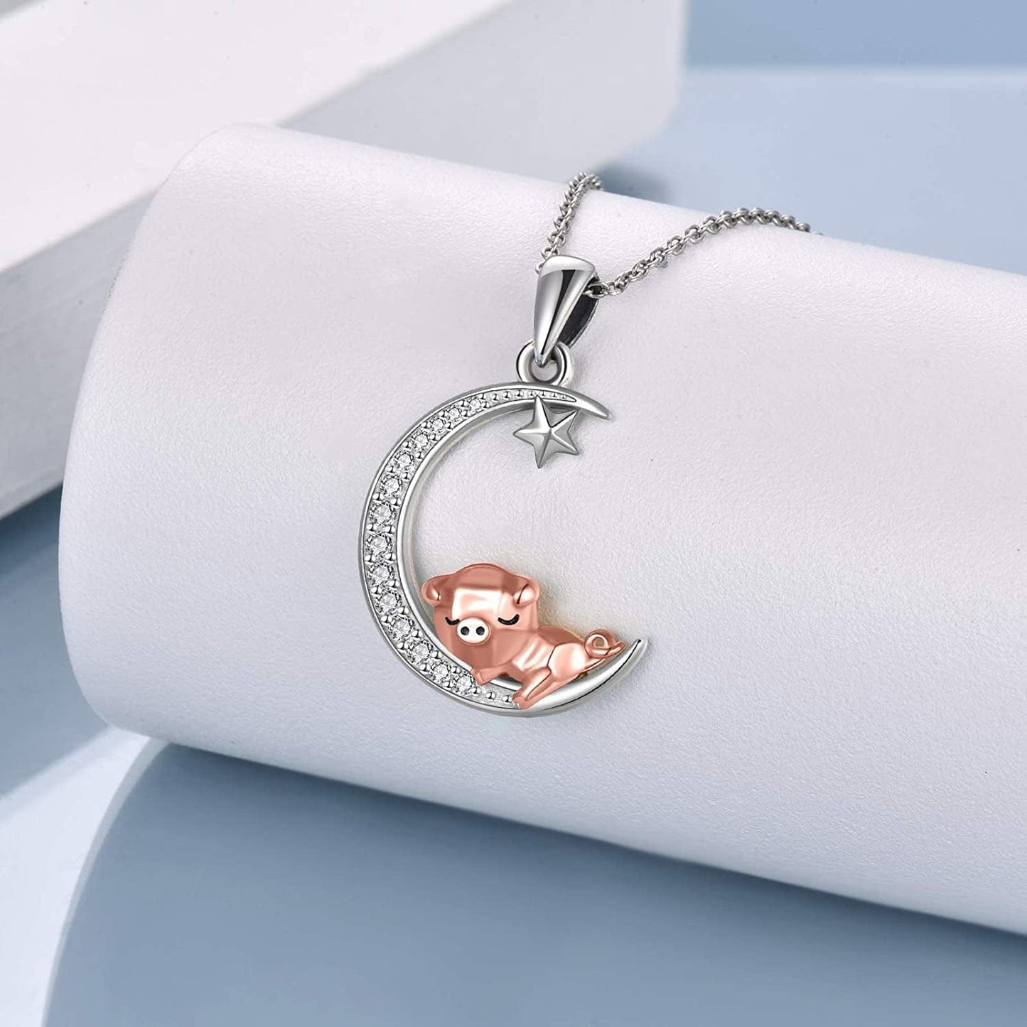 Pig Necklace S925 Sterling Silver Origami Pig Necklace for Women