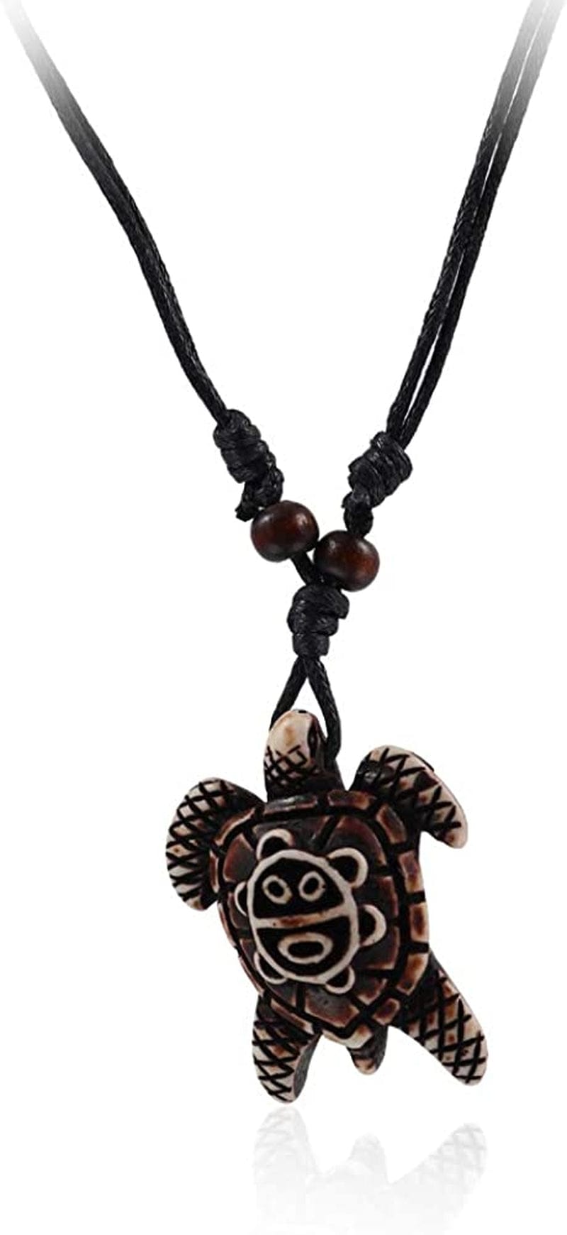 Pingyongchang Artificial Bone Carving Sea Turtles Pendant Necklaces Gifts for Women Men Adjustable Rope 6/10 Pcs -6Pcs