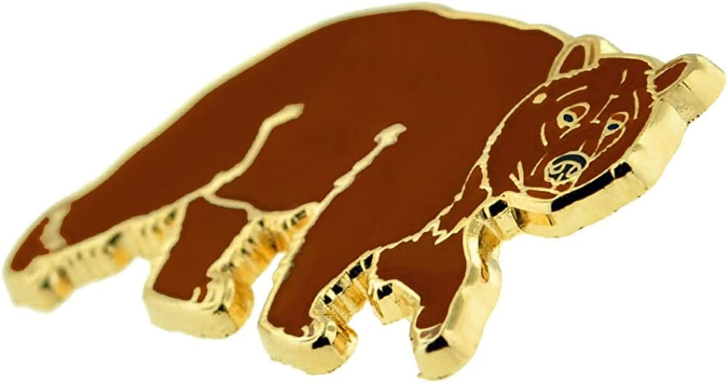 Pinmart Brown Grizzly Bear Wild Animal Enamel Lapel Pin