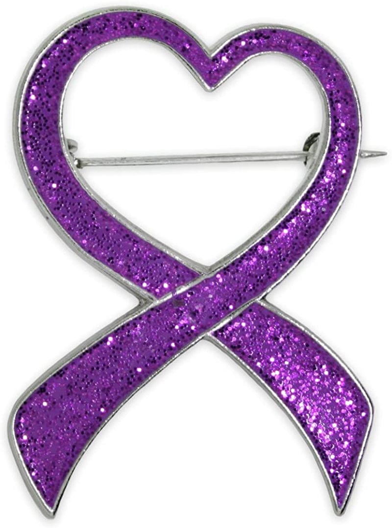Pinmart Domestic Violence Awareness Purple Glitter Heart / 25 Pack