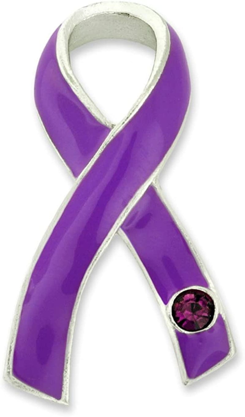 Pinmart Domestic Violence Awareness Ribbon With Purple Stone / 5 Pack