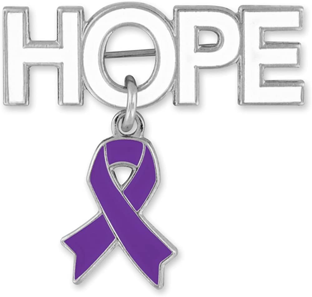 Pinmart Domestic Violence Awareness Hope Pin with Purple Ribbon Charm / 10 Pack