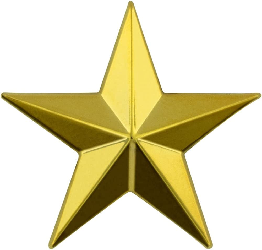 Pinmart Military 3D 5 Point Gold Star Lapel Pin 50 Pack