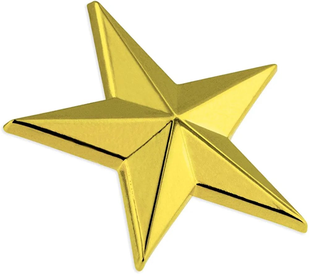 Pinmart Military 3D 5 Point Gold Star Lapel Pin
