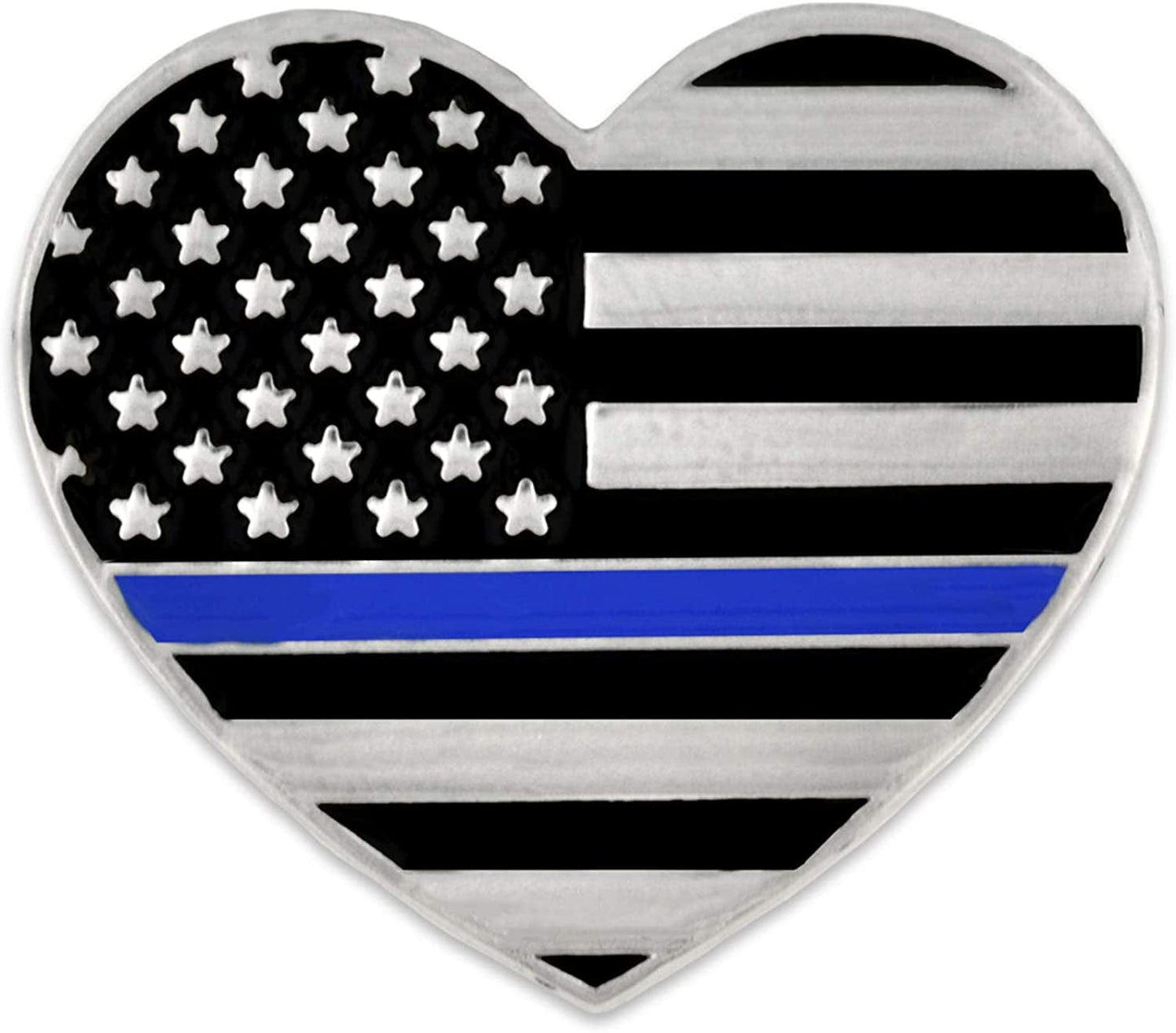 Pinmart Police Awareness Thin Blue Line Enamel Lapel Pin Heart / 10 Pack