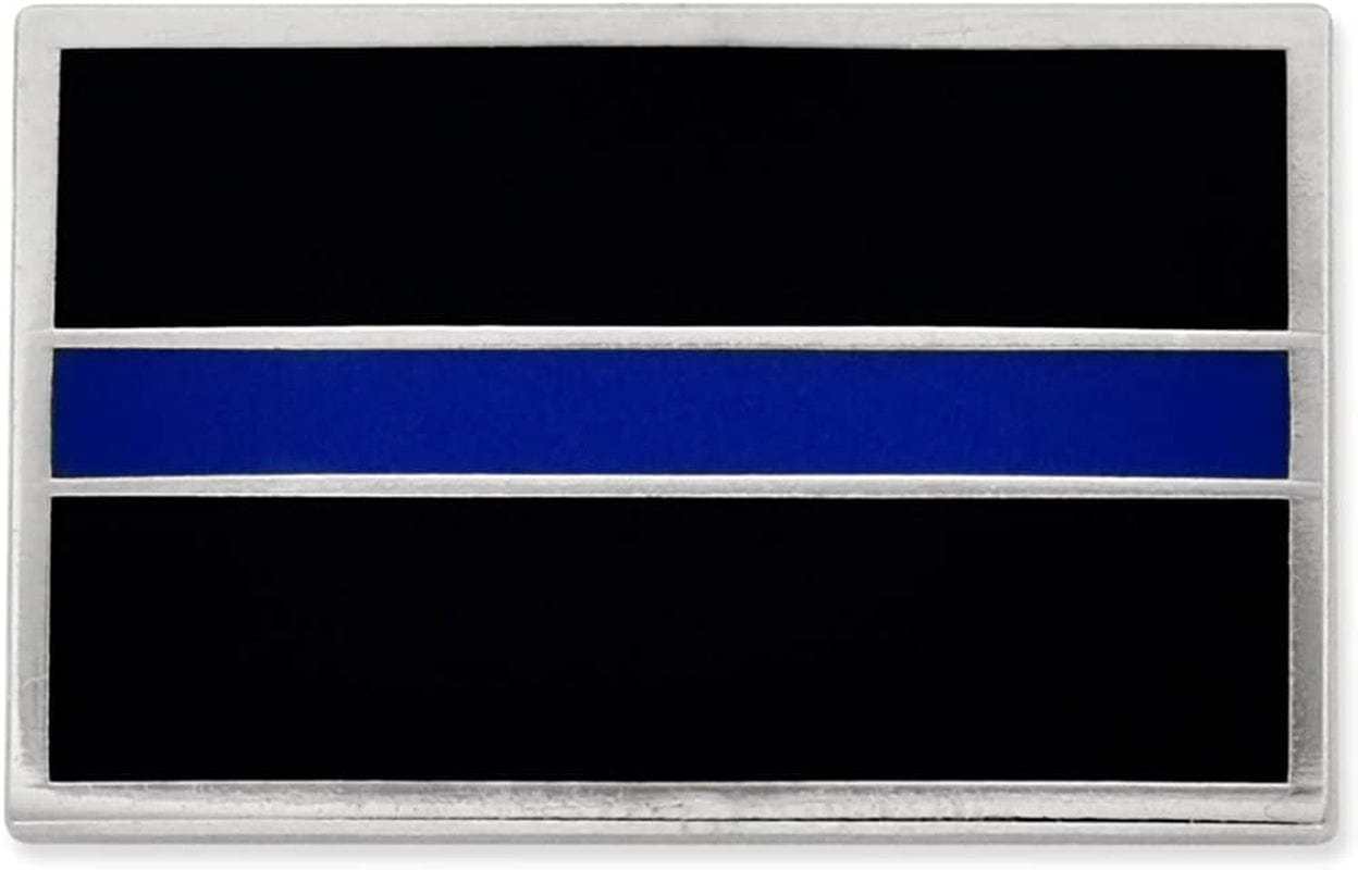Pinmart Police Awareness Thin Blue Line Enamel Lapel Pin Rectangle / 25 Pack