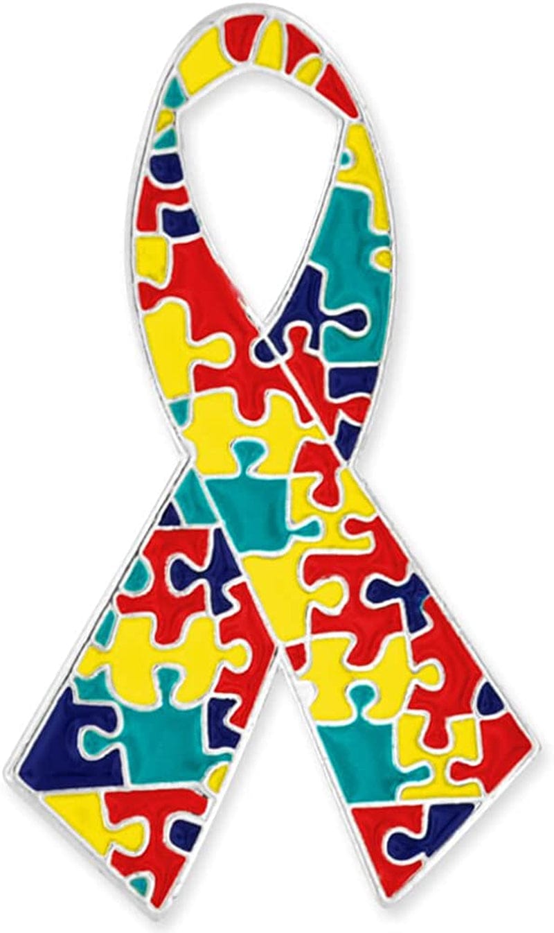 Pinmart'S Autism Awareness Ribbon Puzzle Piece Enamel Lapel Pin 10 Pack