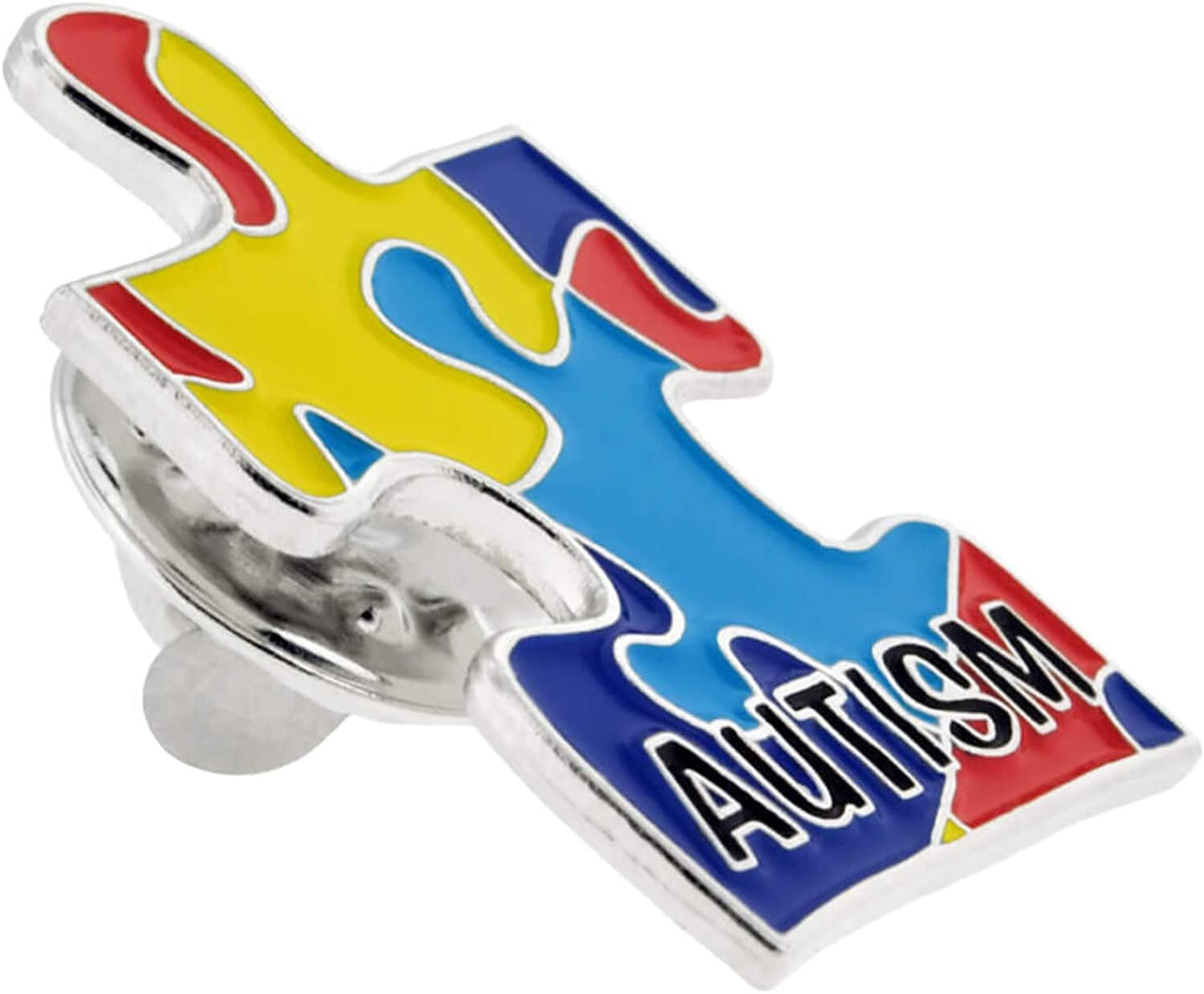 Pinmart'S Autism Awarness Multi Color Puzzle Piece Enamel Lapel Pin