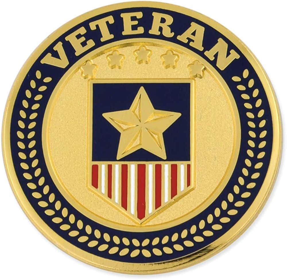 Pinmart Veteran Pin – Patriotic American Lapel or Hat Pin – Proud to Be Retired Army, Navy, Air Force or Marine Corps – Gold Plated Enamel Pin with Secure Clutch Back Veteran American Flag / 25 Pack