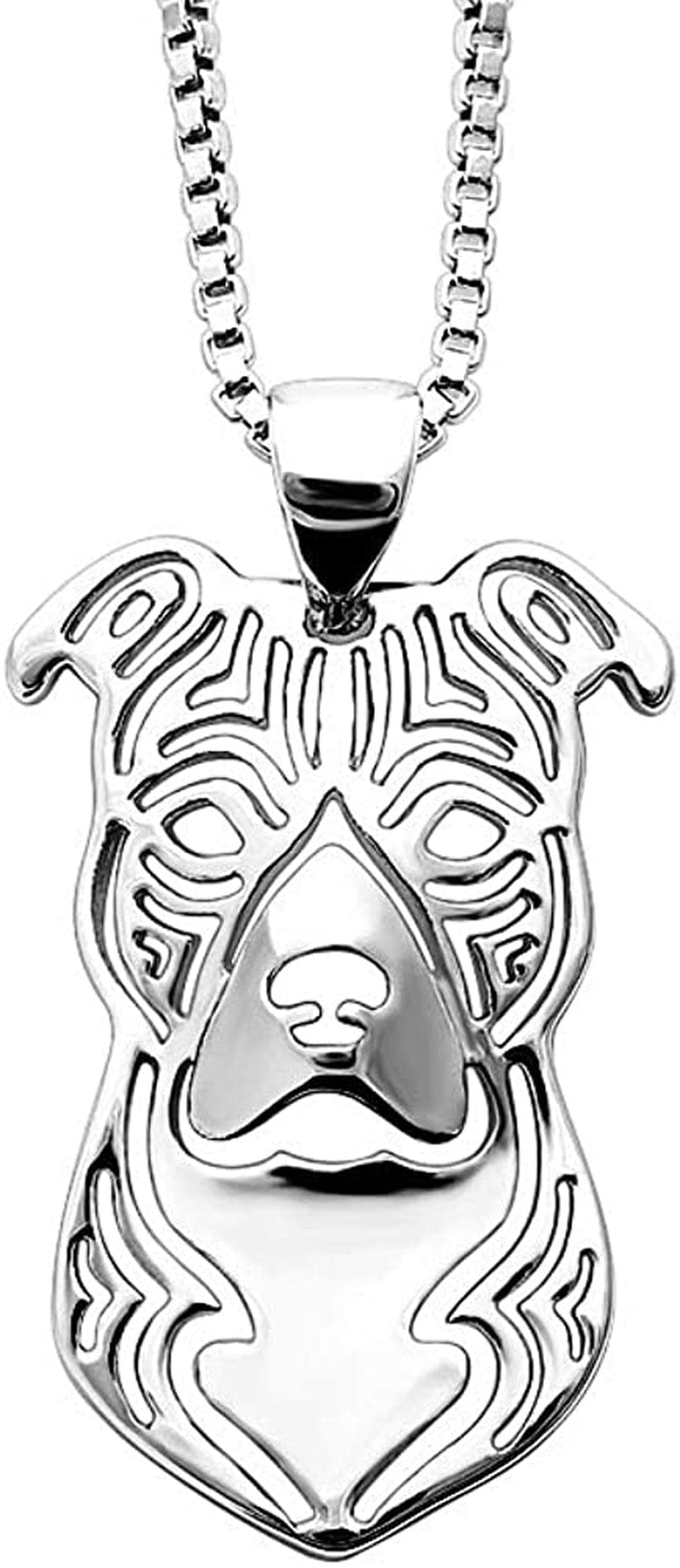 Pit Bull Dog Sterling Silver Necklace Dangle Earrings Set by Ginger Lyne Ears down Puppy Dog Pet Pendant Box Chain Doggie Animal Paw Print Heart Jewelry for Pit Mom Women Girls Teens Stafford Necklace