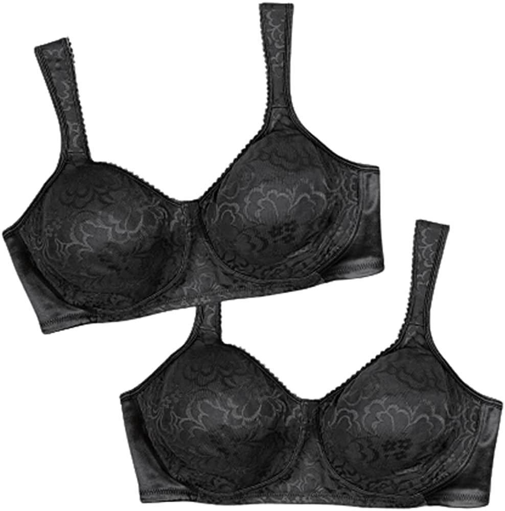 Playtex 18-Hour Ultimate Lift Wireless Bra, Wirefree Bra with Support, Full-Coverage Wireless Bra for Everyday Comfort Black/Black / 2 / 36B