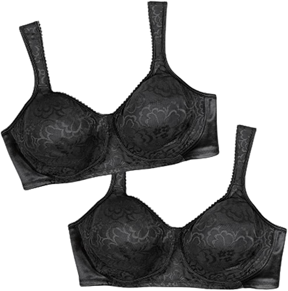 Playtex 18-Hour Ultimate Lift Wireless Bra, Wirefree Bra with Support, Full-Coverage Wireless Bra for Everyday Comfort Black/Black / 2 / 38DDD