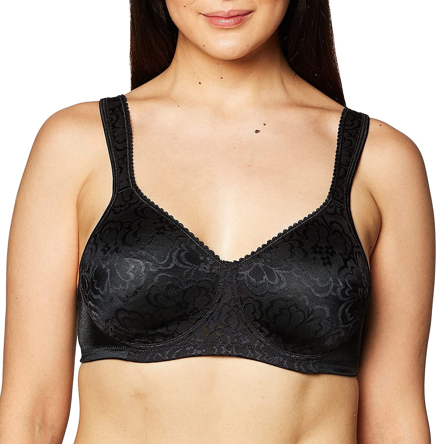 Playtex 18-Hour Ultimate Lift Wireless Bra, Wirefree Bra with Support, Full-Coverage Wireless Bra for Everyday Comfort Black / 1 / 44DD